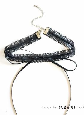 黑色蕾丝绑带蝴蝶结不掉色choker