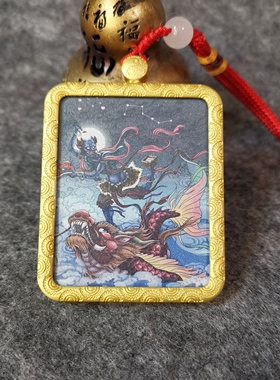 财神赵公明道系唐卡汽车挂件工艺品饰品随身携带4×5公分定做批发