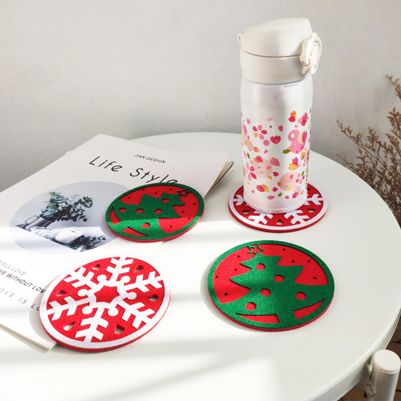 2片~创意圣诞节雪花新年节日可爱双层毛毡吸水杯垫茶杯防烫隔热垫,节庆用品/礼品,文化创意杯垫/餐垫,淘宝优惠券,粉丝福利购,淘宝优惠卷