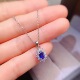 式 蓝宝石吊坠女士项链s925银镶嵌矢车菊色精美胸坠时尚 轻奢简约款