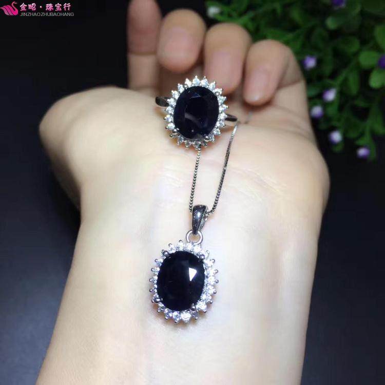 经典戴安娜王妃款s925银镶天然蓝宝石戴妃蓝宝戒指女戒豪华款大气