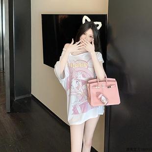 短袖 美少女战士t恤女夏欧货大版 性感辣妹露肩中长款 半袖 上衣 时尚