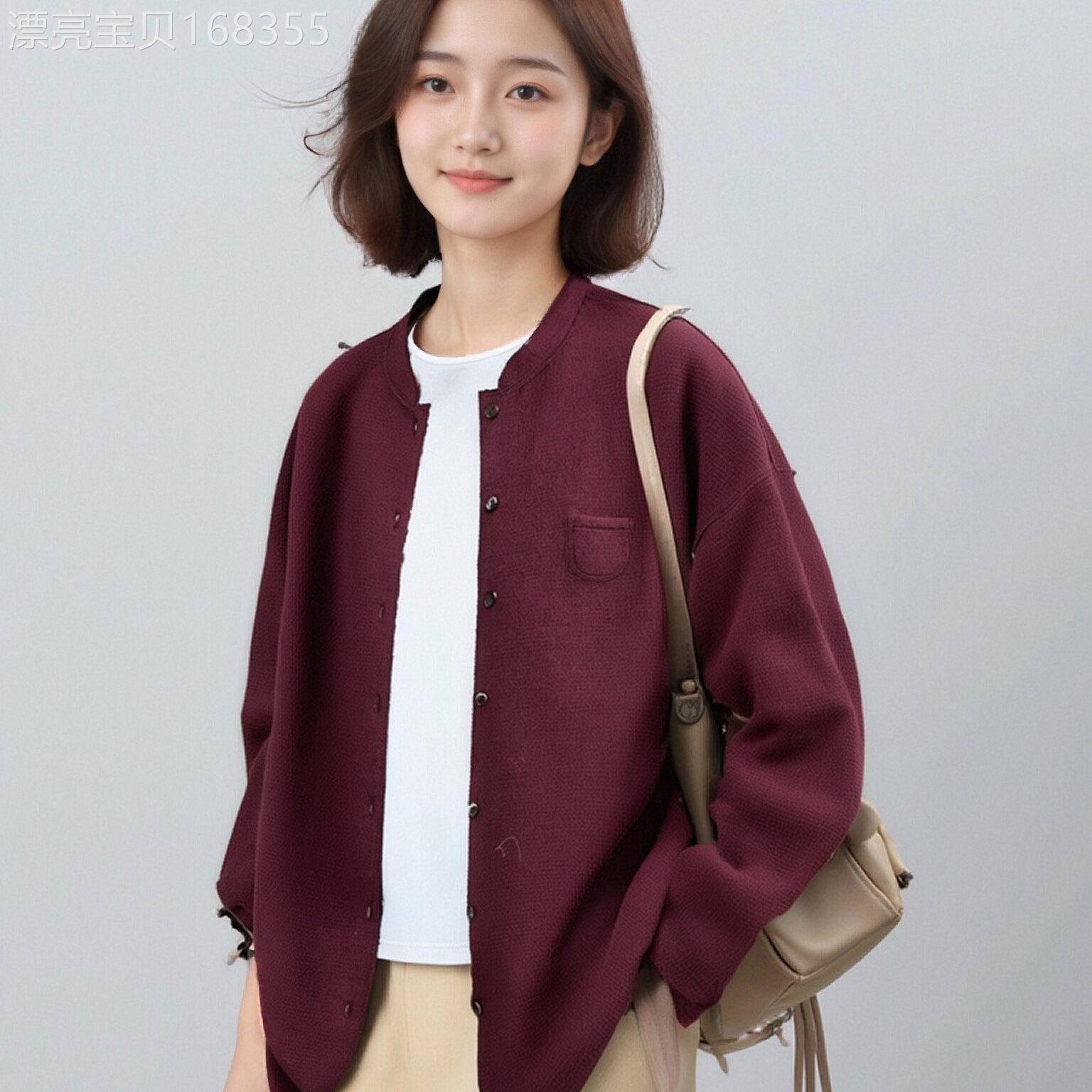 2026春装新款女装休闲宽松空气层软糯厚实文艺高级感长袖衬衫外套