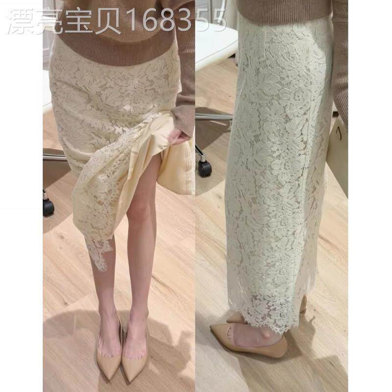 千金小香风白色蕾丝半身裙女士秋冬欧货轻奢高级感a字包臀长裙子