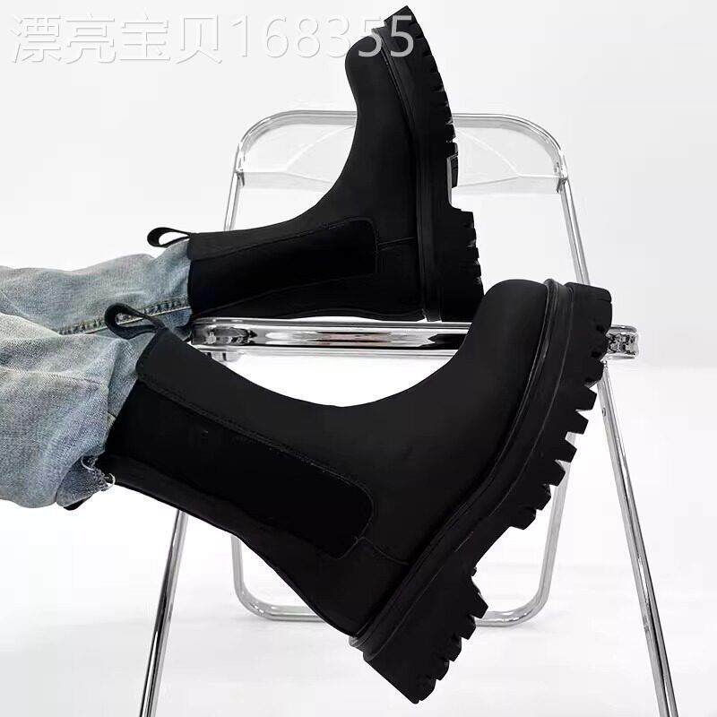 【高品质】高筒靴男英伦厚底切尔西靴磨砂皮机车马丁靴真皮烟筒靴