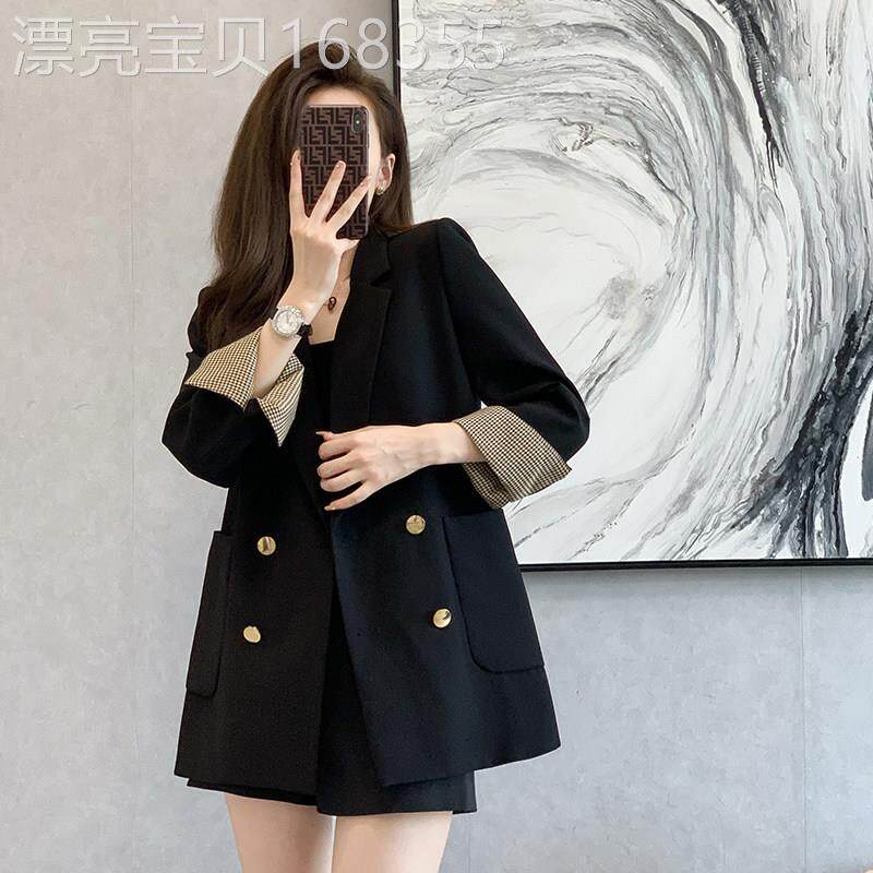 西装外套女春秋2025新款韩版宽松气质百搭设计感黑色短款西服上衣
