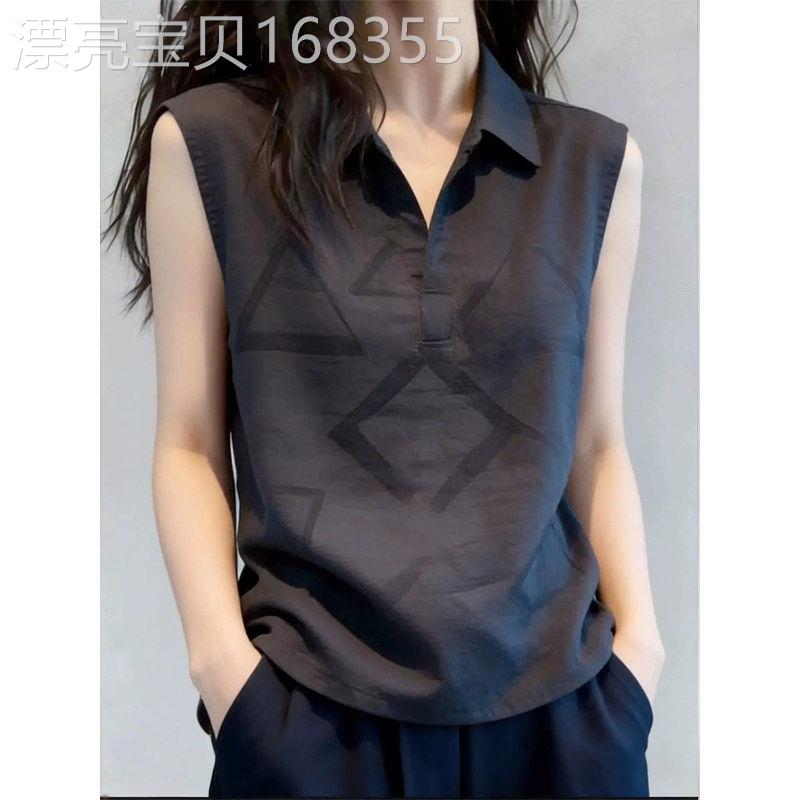 高级小众翻领无袖衬衫女夏季薄款2026通勤风显瘦百搭气质时尚上衣