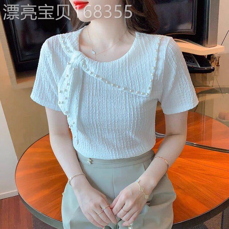 重工钉珠雪纺衬衫女夏季2026新款时尚小香风别致休闲气质显瘦上衣