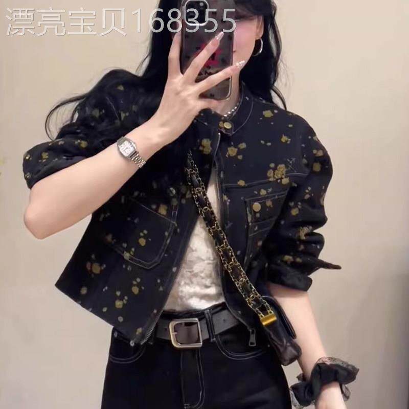 复古花色印花牛仔外套女春秋2026欧货设计感小众短款气质休闲夹克