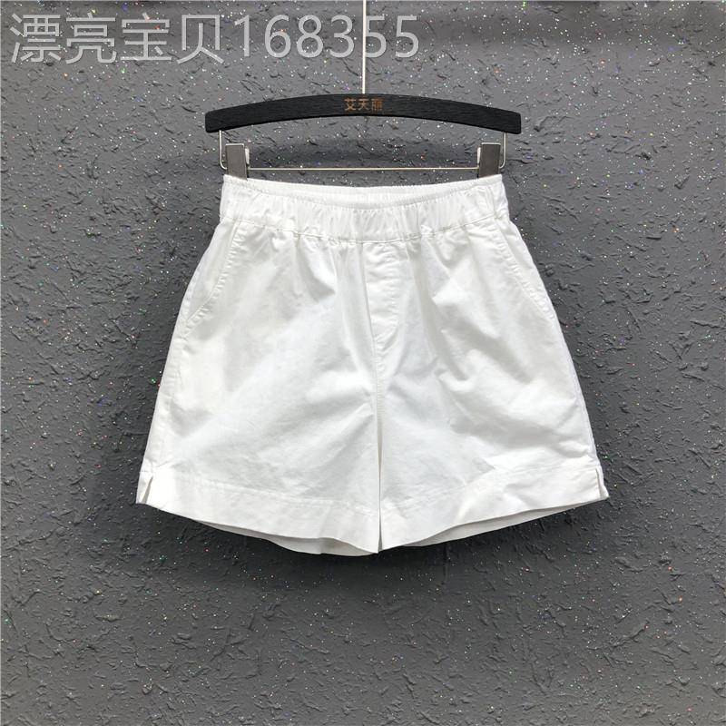 简约白色牛仔短裤女2026年夏季新款高腰休闲宽松显瘦松紧腰阔腿裤