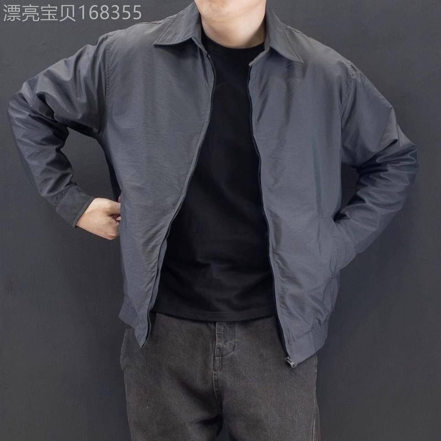 MK正品宽松短款夹克外套男春秋季高端商务休闲青年商务男士上衣潮
