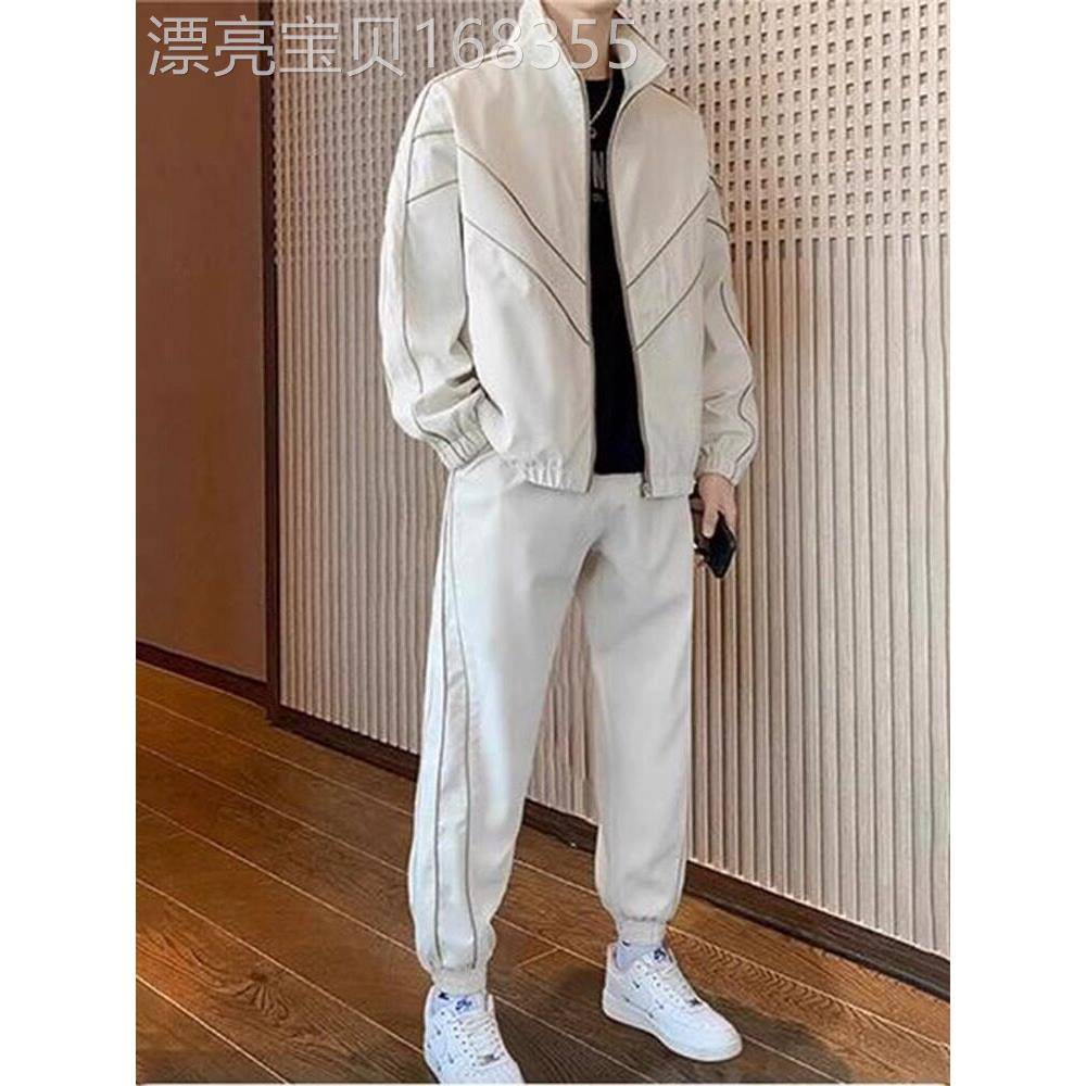 轻奢休闲运动套装男2025秋季新款夹克外套束脚搭配一套帅气九分裤