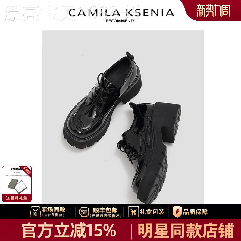 官网小c&k旗舰店2026新款女春季学院风小皮鞋时尚高跟乐福鞋