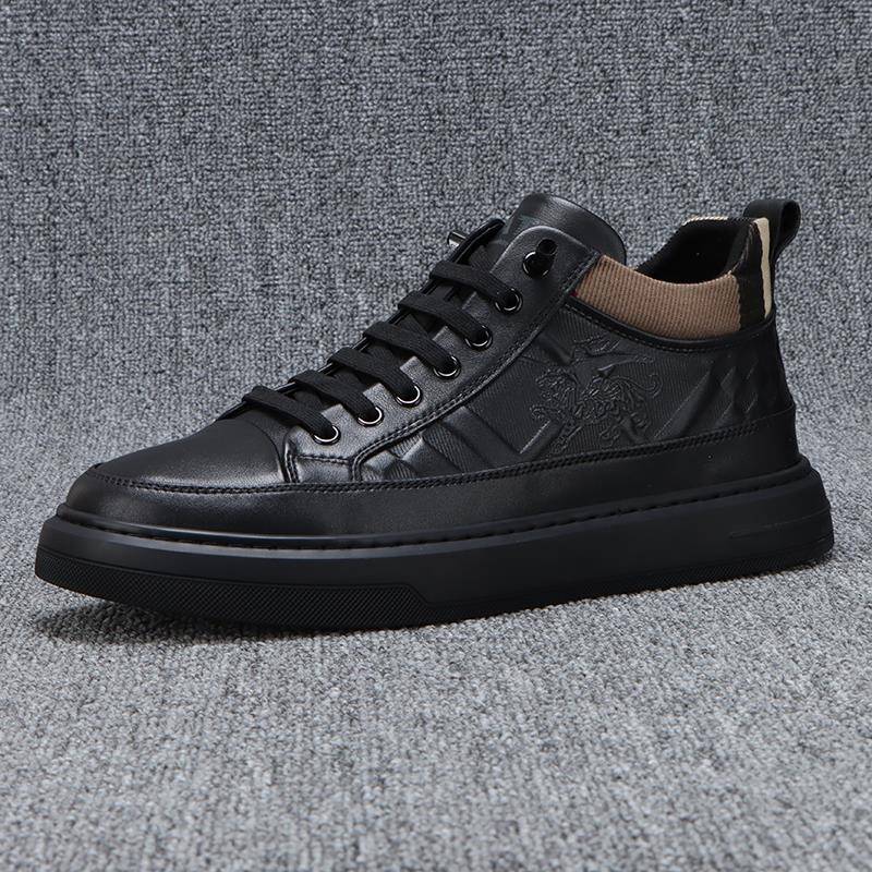 韩国专柜 欧洲站真皮时尚男鞋2024秋冬新款高帮板鞋加绒保暖棉靴