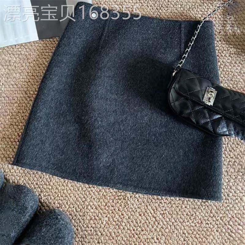 潮牌毛呢半身裙春秋季女韩系百搭A字短裙高腰显瘦气质通勤包臀裙