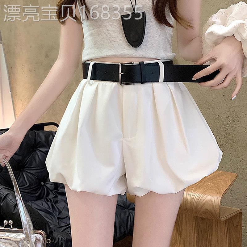 白色花苞短裤裙女夏2025新款高腰显瘦小个子辣妹外穿蓬蓬a字热裤