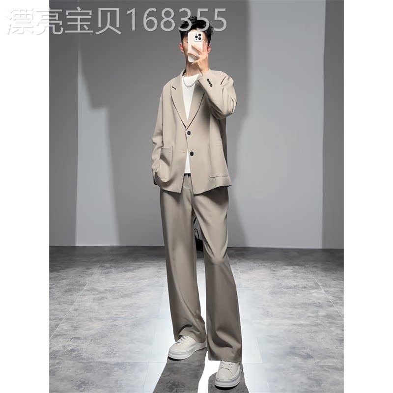 轻奢韩系高级感宽松西服套装男2026春秋季潮流痞帅休闲西装外套潮