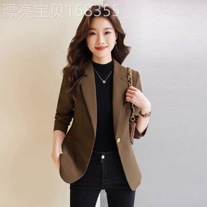 咖色休闲 小西服女秋季2025新款设计感修身炸街气质女神范西装外
