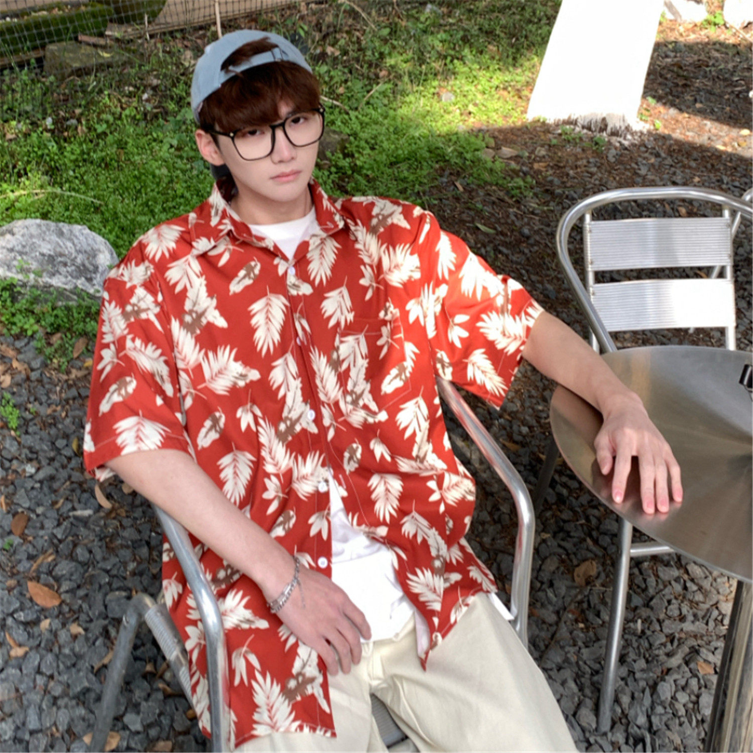 夏季港风沙滩三亚旅游男女情侣短袖花衬衫C7175P40,男装衬衫,电商A433