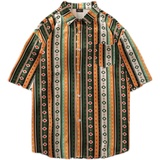 波西米亚风防晒沙滩冰丝薄款情侣夏季条纹花衬衫男女C253P40，男装防晒衣，电商A433