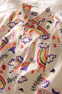 夏季男女宽松薄款防晒情侣短袖衬衫 C7005 P40图片