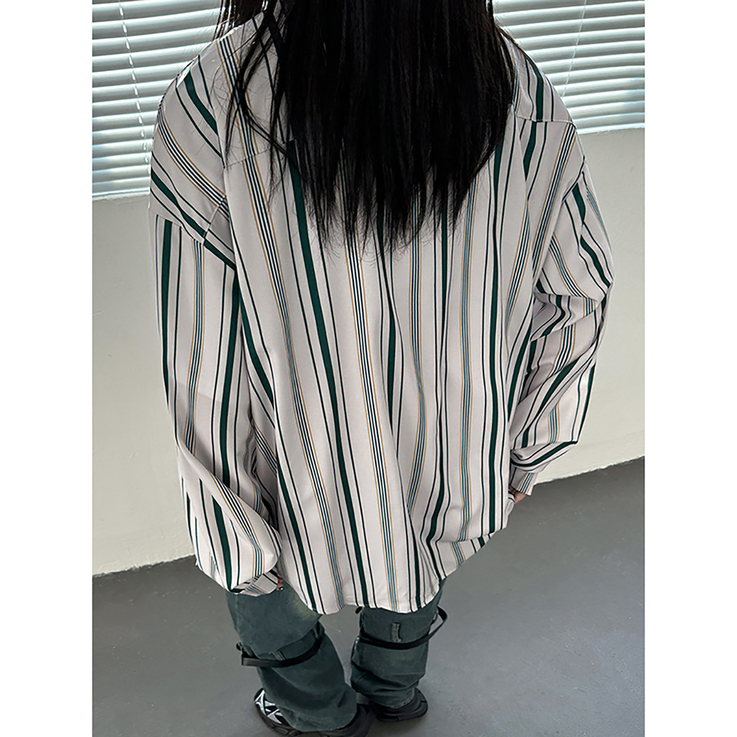 秋季男女宽松条纹长袖衬衫C5779P50,男装衬衫,电商A433
