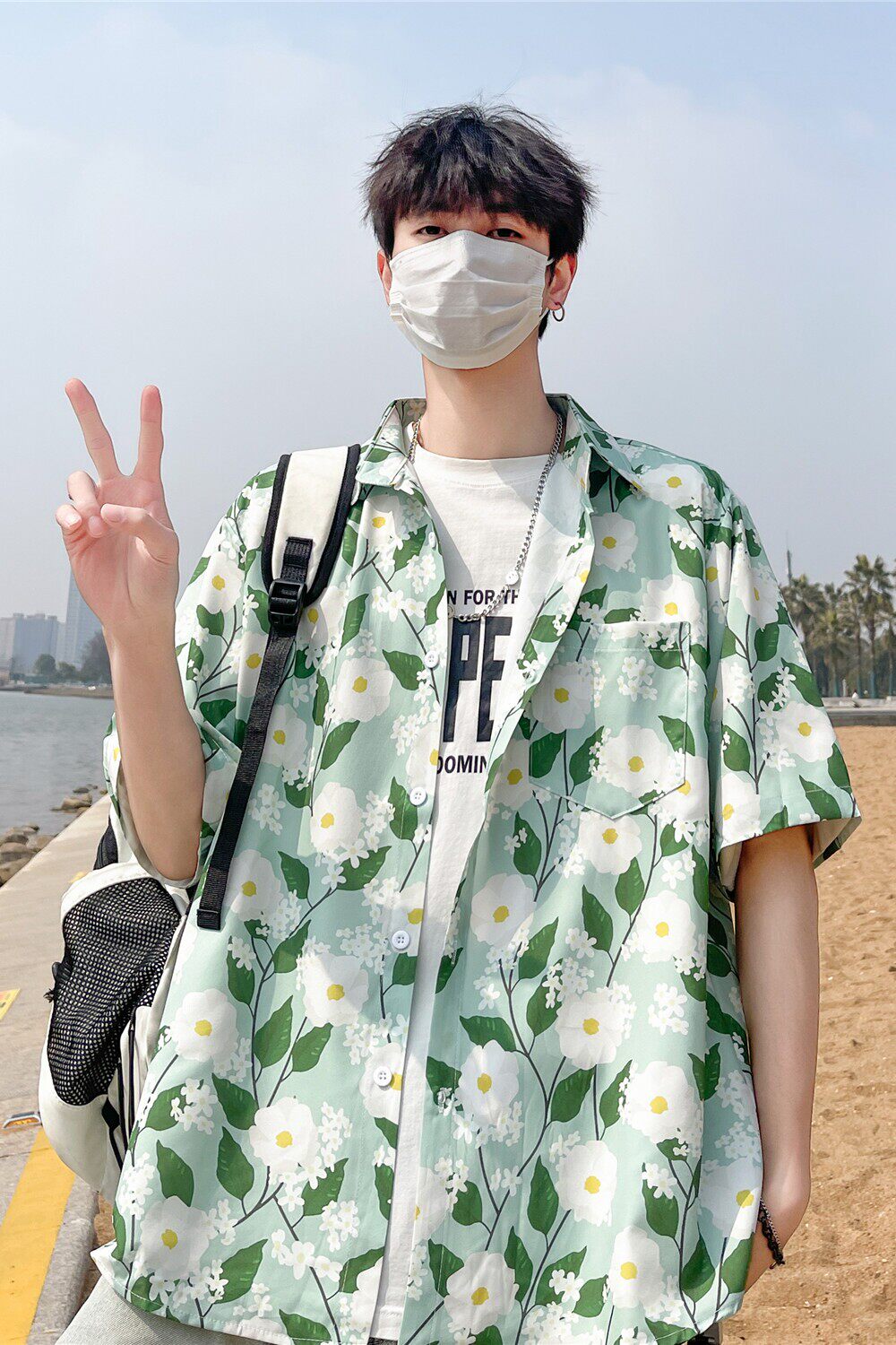 25夏男女宽松沙滩旅游薄款情侣短袖衬衫C1008P40,男装衬衫,电商A433