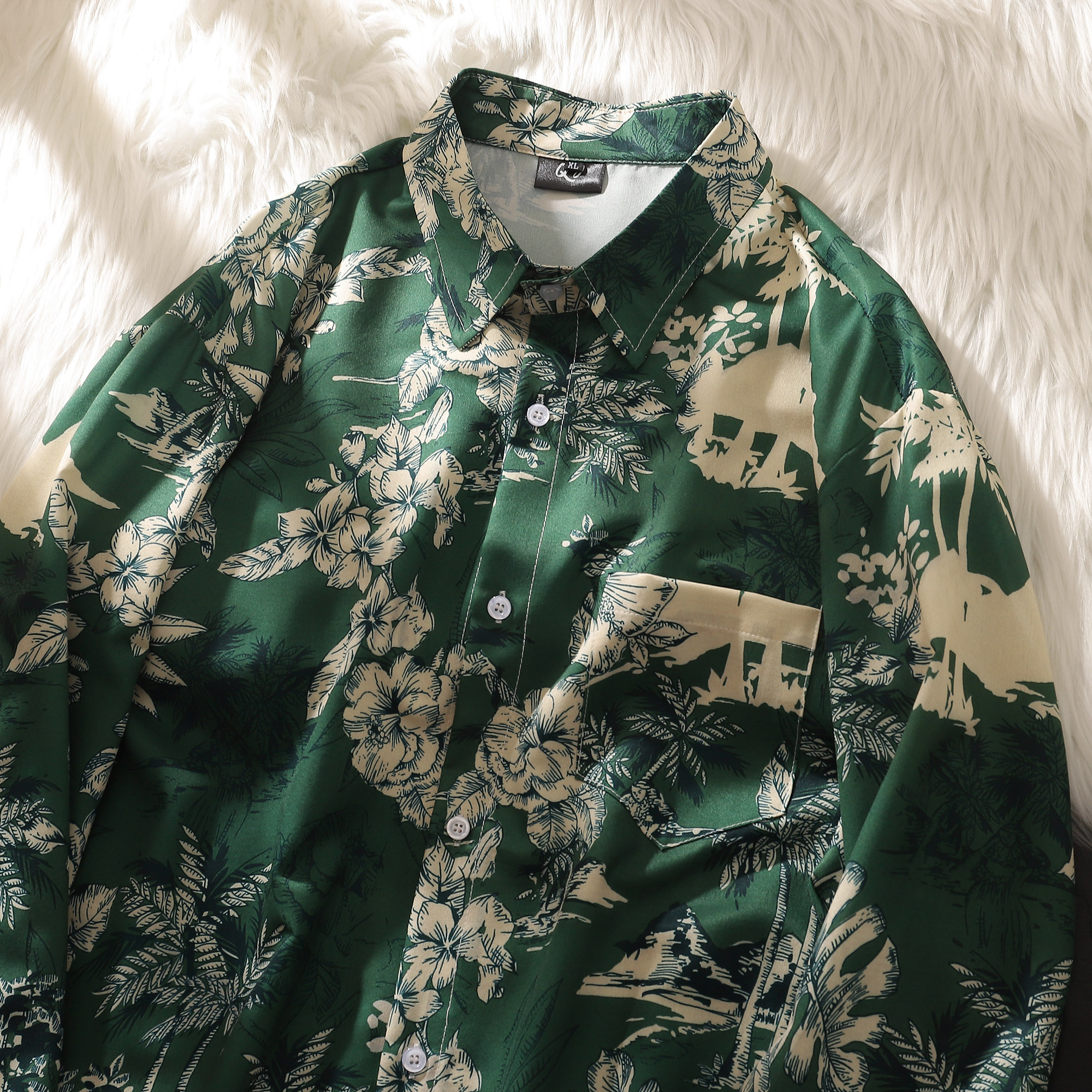 长袖港风秋男女防晒长袖花衬衫印花薄款情侣上衣C219P50,男装防晒衣,电商A433