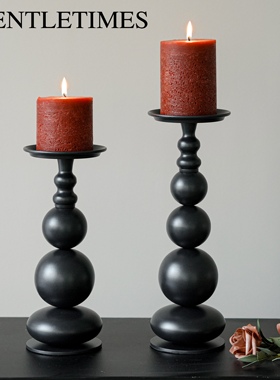 法式复古黑色烛台摆件家用蜡烛台圣诞装饰高级婚礼烛光新年道具