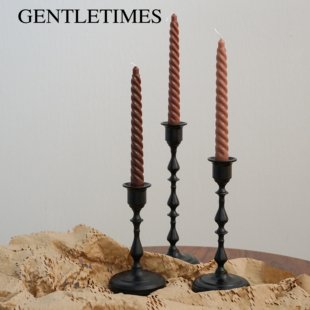 法式 饰家用烛光晚餐民宿 复古黑色烛台摆件圣诞高级感氛围风灯装