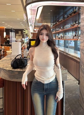 MISSCC韩漫穿搭无袖高领气质羊毛修身针织衫 设计感显瘦收腰上衣