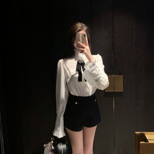 高腰小香风短裤黑色辣妹显瘦