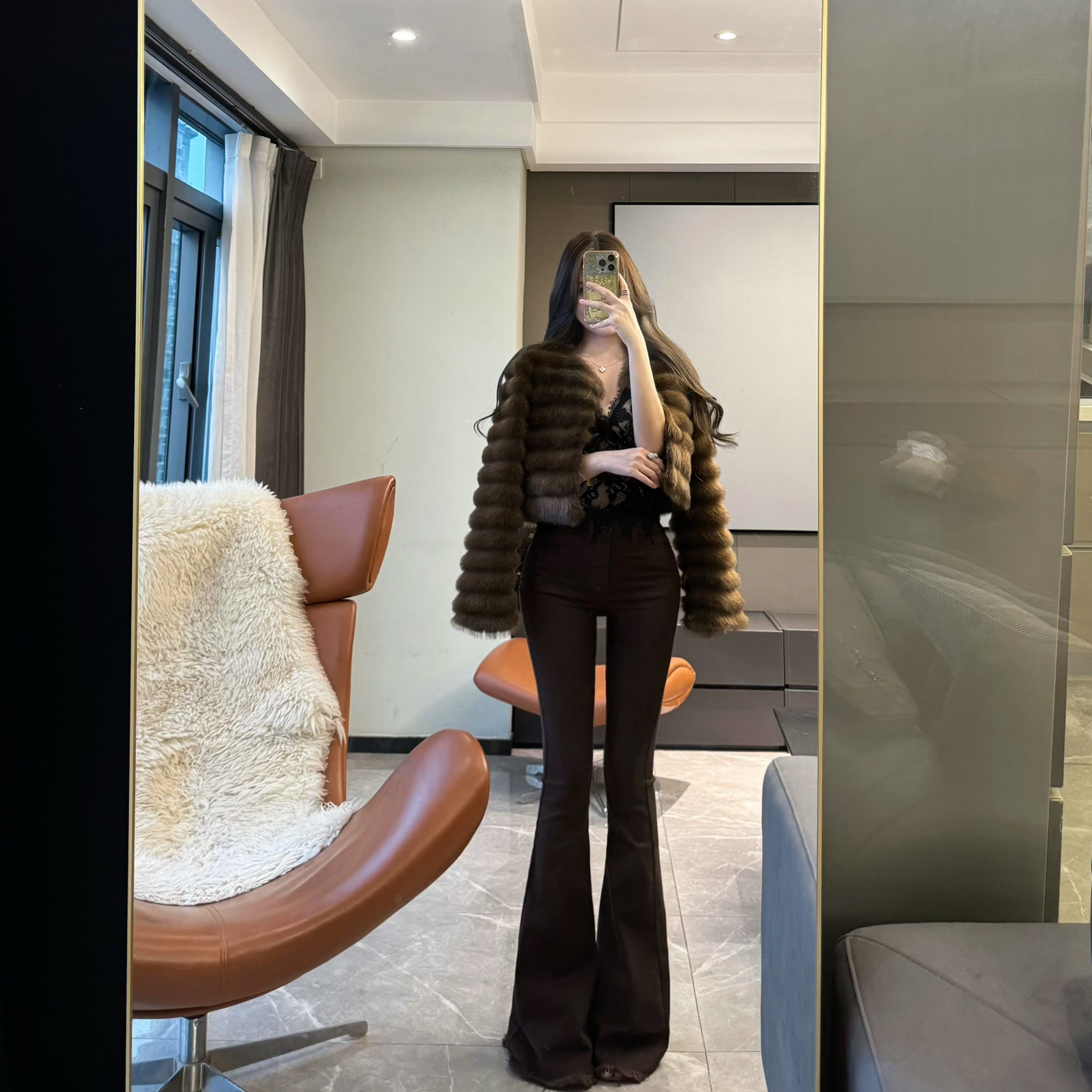 辣妹超模裤长腿微喇微喇牛仔裤