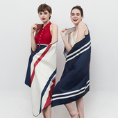 弈姿海军风大号披肩夏季 防晒吸水速干巾旅行毛巾沙滩巾