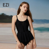 弈姿新款 连体三角泳衣女遮肚显瘦泡温泉度假露背性感优雅泳装