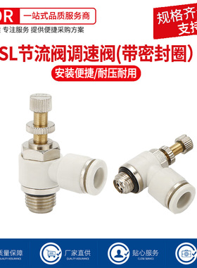 白色气动接头节流阀调速阀SL8-02/6-01/10-02/4-M5/12-04带密封圈