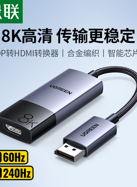绿联dp转hdmi2.1转接头器8K高清台式机显卡拓展电视显示器连接线