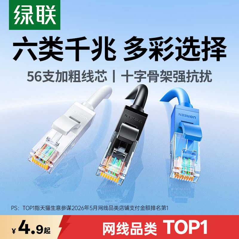 国际认证！绿联六类网线多彩选择图片
