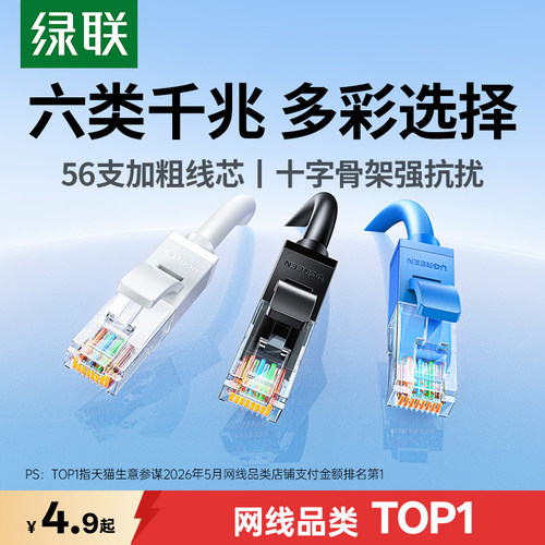 国际认证！绿联六类网线多彩选择