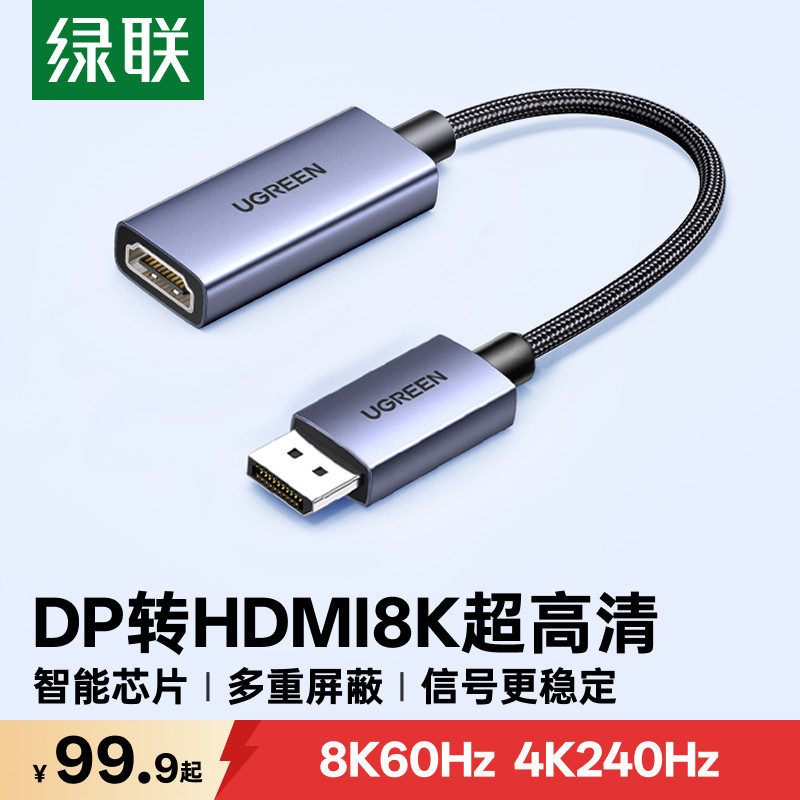 绿联dp转hdmi2.1转接头8K高清图片