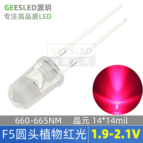 f5mm圆头植物红光led灯珠二极管