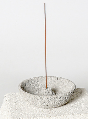 水泥侘寂风线香托简约香炉家用室内现代插线香底座线香托盘装饰品