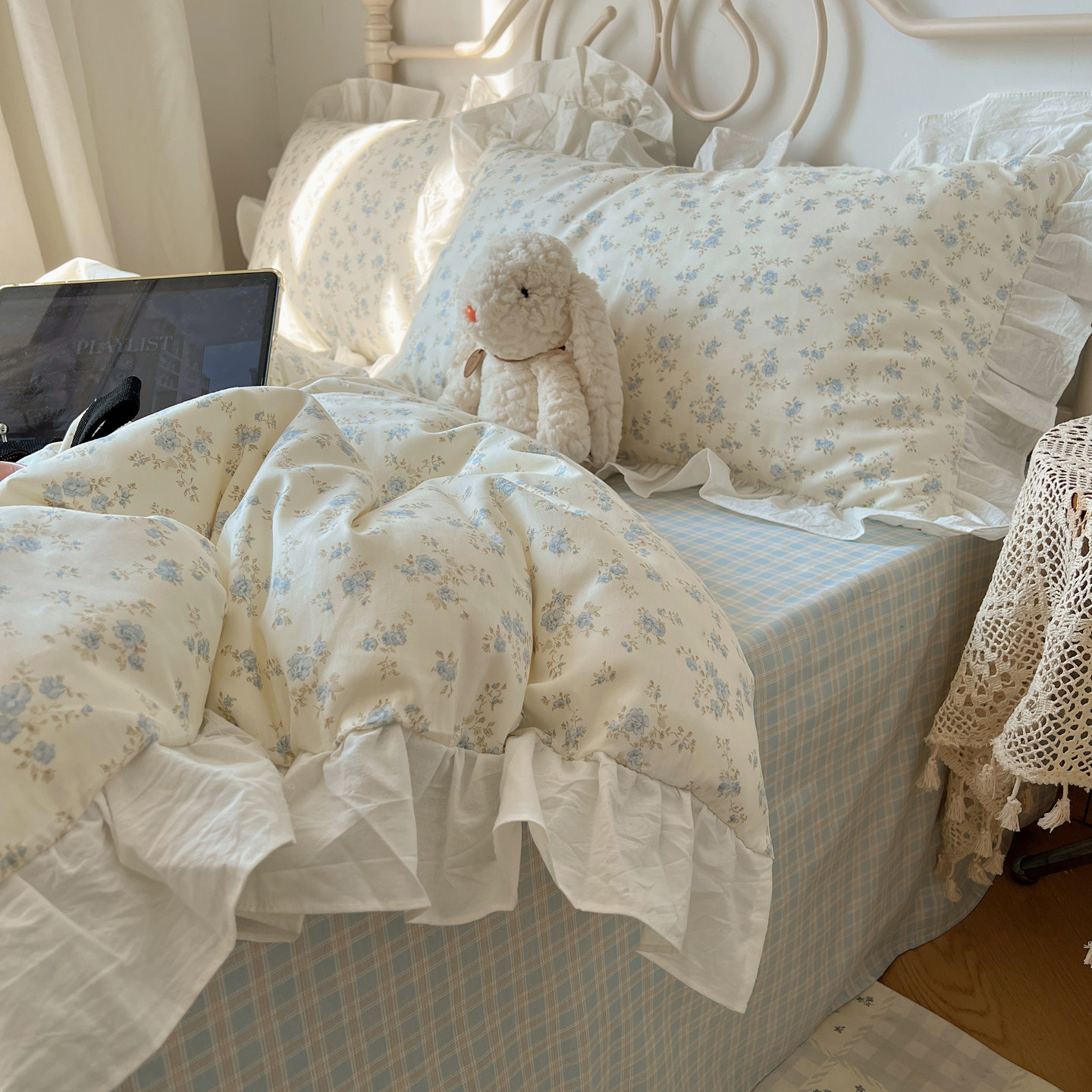 梨梦 在心底种花 ins小碎花纯棉四件套全棉床单被套宿舍床上用品,床上用品,床品套件/四件套/多件套,淘宝优惠券,粉丝福利购,淘宝优惠卷