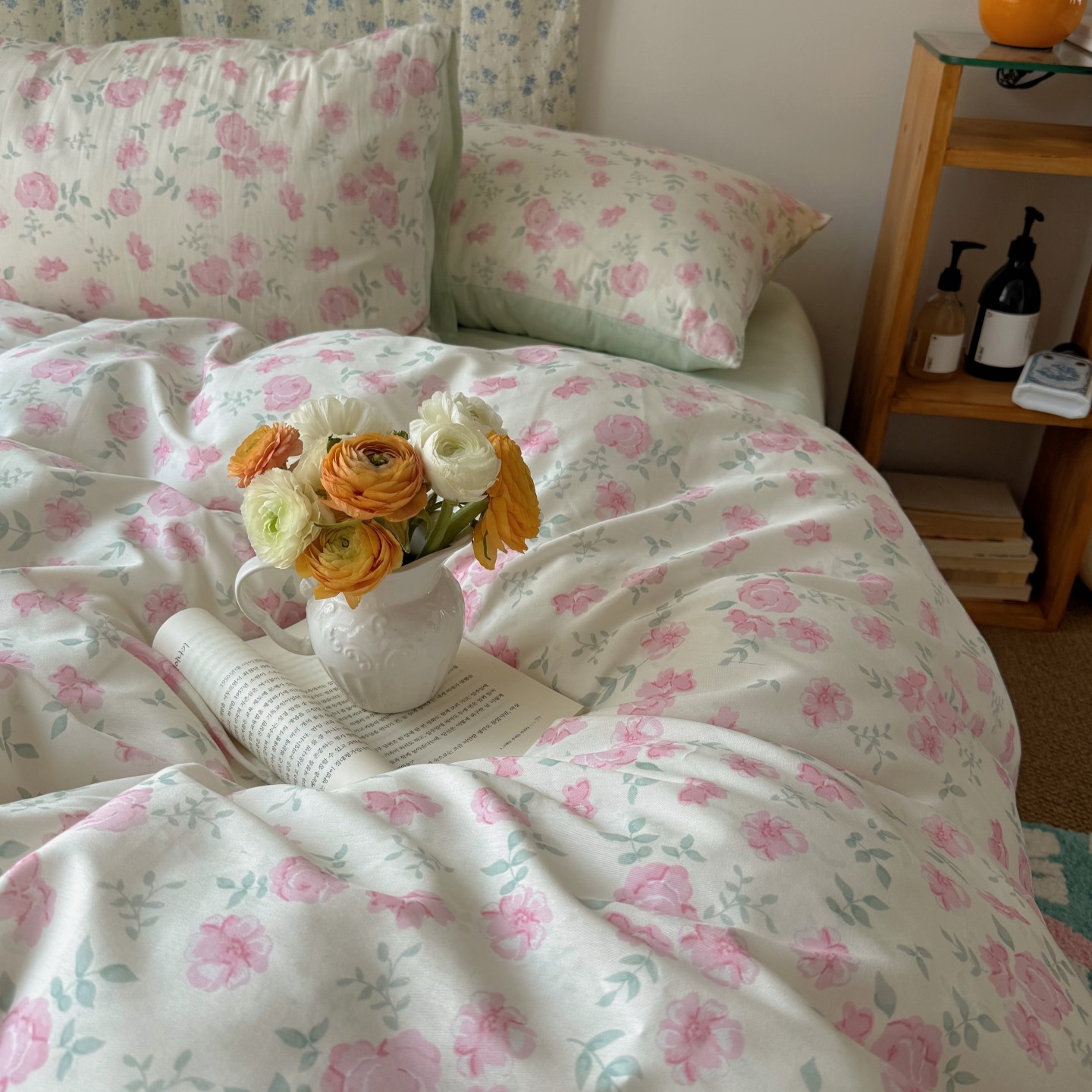 梨梦 早春花园 小碎花少女心纯棉四件套全棉床单被套床笠床上用品,床上用品,床品套件/四件套/多件套,淘宝优惠券,粉丝福利购,淘宝优惠卷