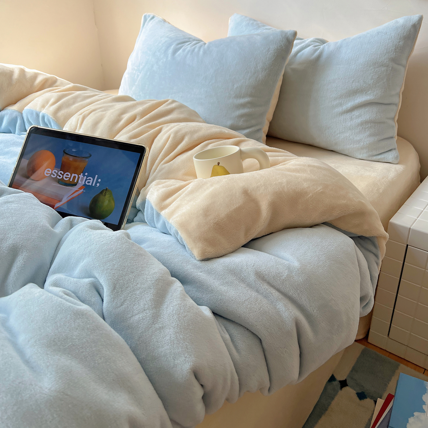 梨梦 海盐芝士 ins保暖加厚牛奶绒四件套床单被套珊瑚绒床上用品