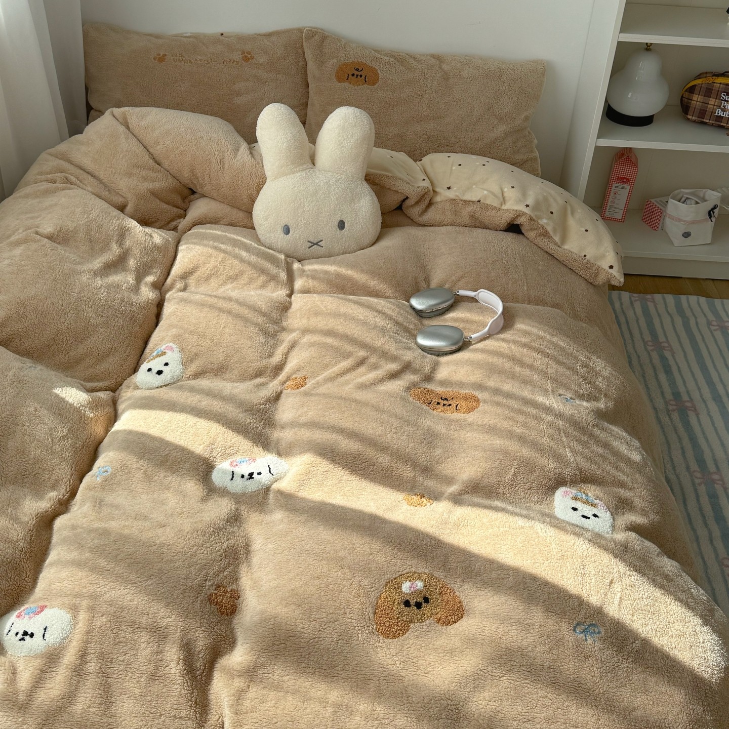 梨梦  秋冬可爱保暖加厚牛奶绒四件套床单被套珊瑚绒床品,床上用品,床品套件/四件套/多件套,淘宝优惠券,粉丝福利购,淘宝优惠卷