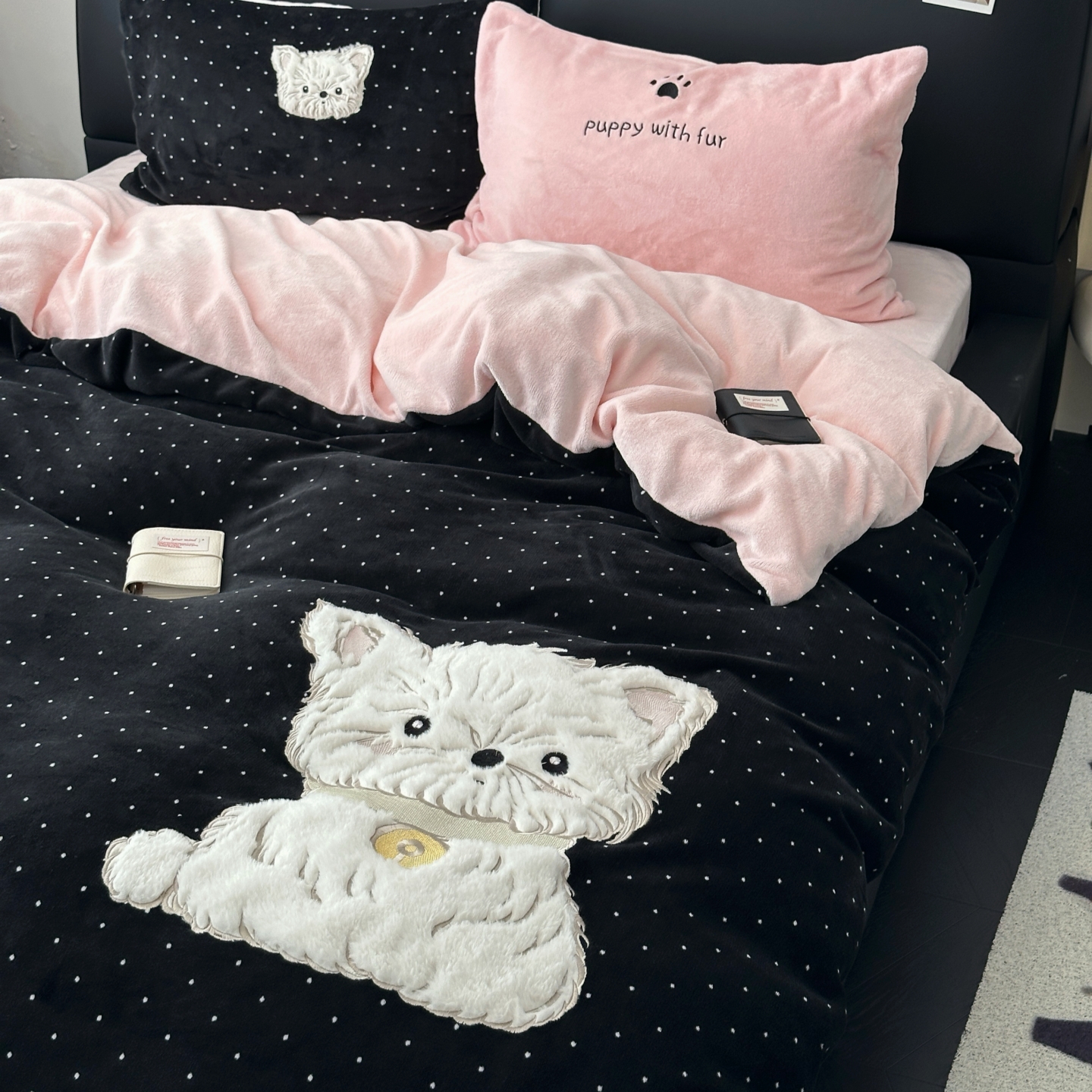 梨梦 毛茸茸小白 秋冬保暖牛奶绒四件套床单被套珊瑚绒床上用品