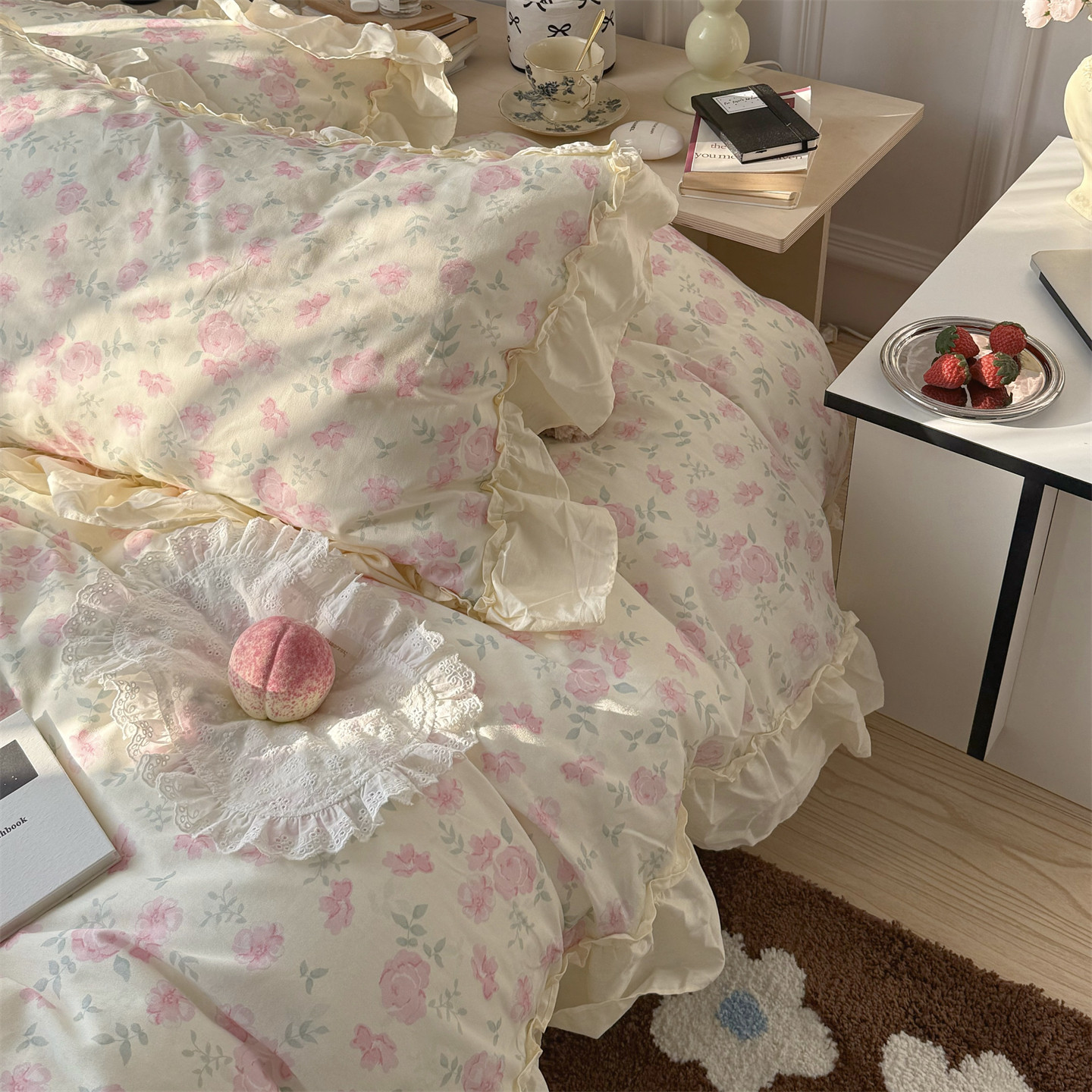 梨梦  小碎花少女心纯棉四件套全棉床单被套床笠床上用品,床上用品,床品套件/四件套/多件套,淘宝优惠券,粉丝福利购,淘宝优惠卷