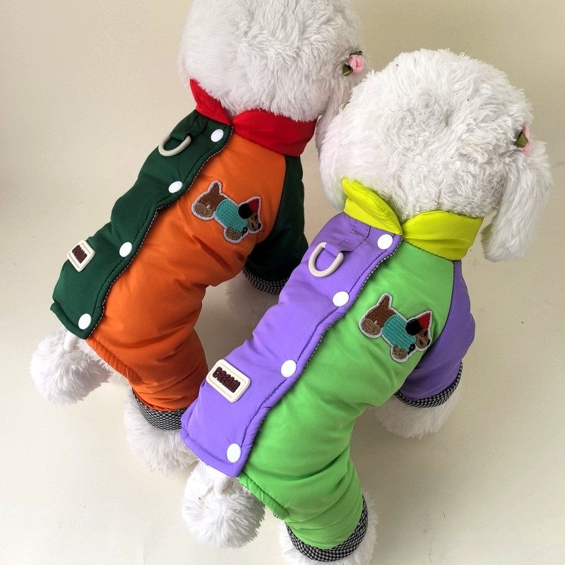 背开扣拼色棉衣宠物狗狗衣服小型犬泰迪比熊秋冬装保暖防寒四脚衣,宠物/宠物食品及用品,狗宠物服装/雨衣,淘宝优惠券,粉丝福利购,淘宝优惠卷