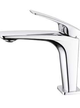 欧宝斯全铜卫生间浴室单孔冷热洗手台上面盆水龙头铜镀铬/枪灰色